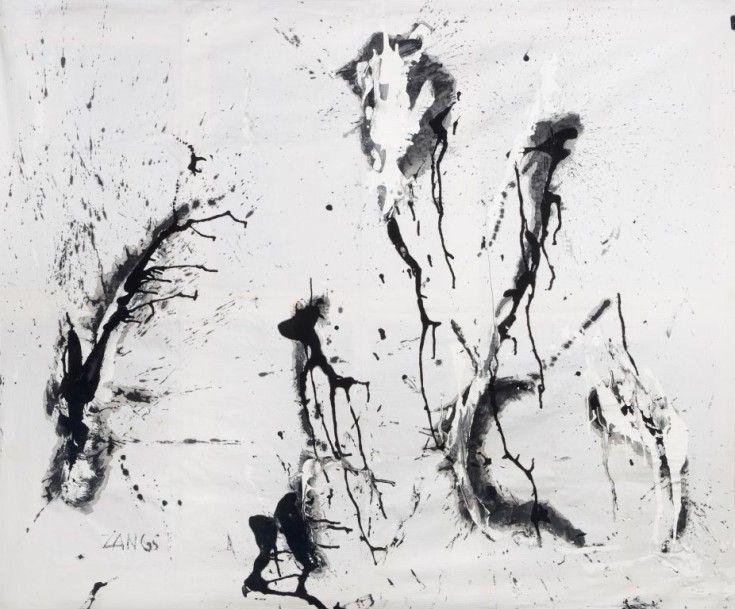 Herbert Zangs (1924-2003) Tuchbild, circa 1980 Peinture noire et blanche sur toi&hellip;