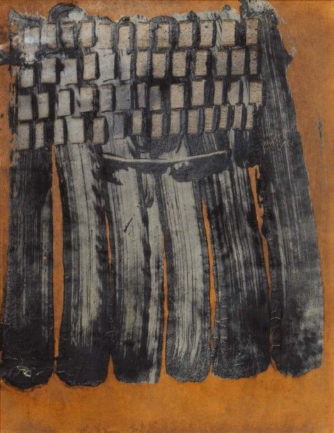 Herbert Zangs (1924-2003) Peintures-Relief-Noires, 1962 Peinture noire sur panne&hellip;