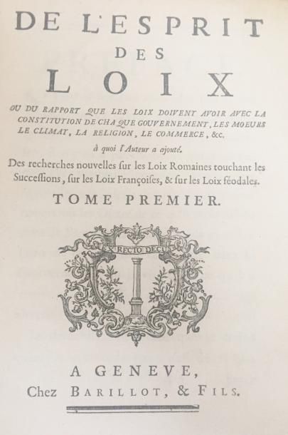 Null MONTESQUIEU (1689 - 1755)

De l'Esprit des Loix

A Genève chez Barillot et &hellip;