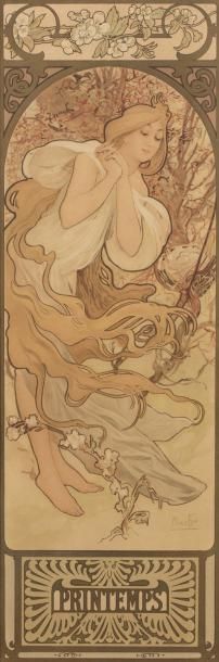 Null Alfons MUCHA (1860 - 1939)

"Printemps"

Lithographie couleur.

31,5 x 13,5&hellip;