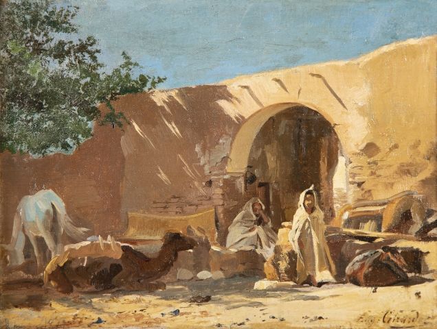 Null Eugène Alexis GIRARDET (Paris 1853-1907) 
Biskra 
Huile sur toile d'origine&hellip;