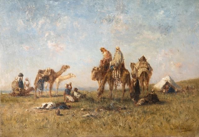Null Narcisse BERCHERE (Etampes 1819- Asnières 1891) 
Cavaliers arabes 
Huile su&hellip;