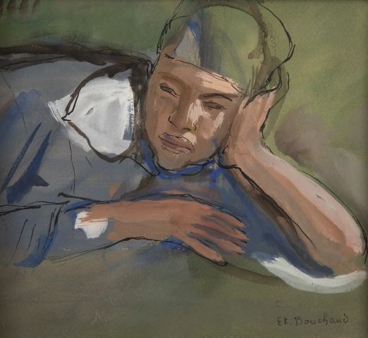 Null Etienne BOUCHAUD (Nantes 1898 - Paris 1989) 

Jeune arabe allongée 

Traits&hellip;