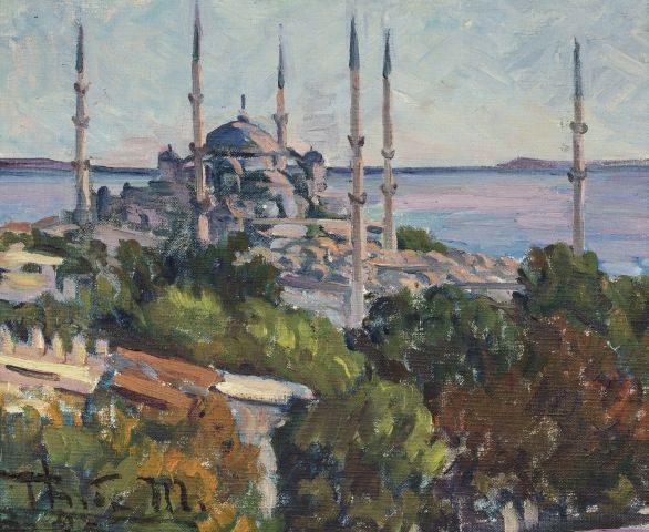 Null Ecole ORIENTALISTE du XXème siècle 
Vue d'Istanbul 
Huile sur toile d'origi&hellip;