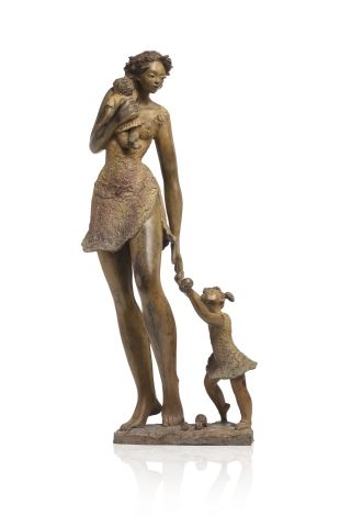 Null JOSEPHA
Sculpture en bronze patiné figurant une femme tenant ses enfants da&hellip;