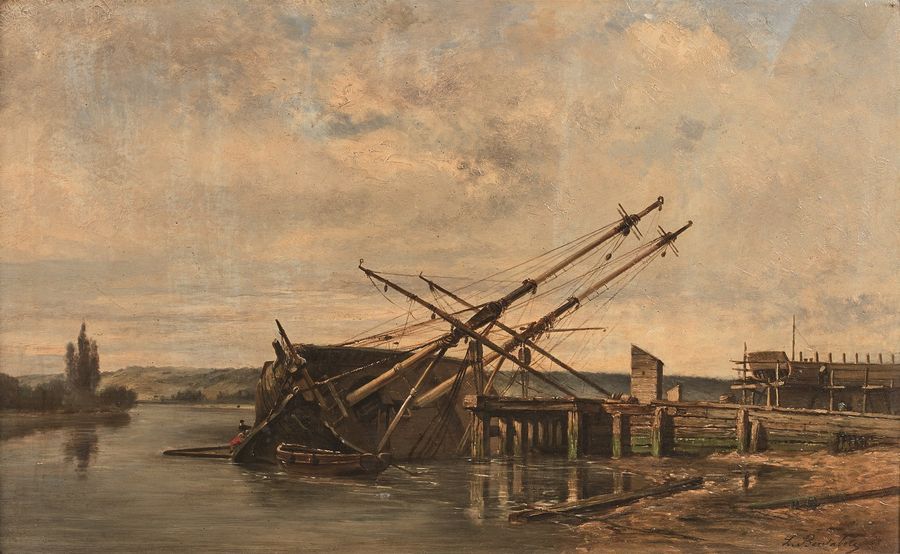 Null Louis BENTABOLE
(1820 – 1880)
Voilier accosté au chantier naval
Panneau de &hellip;