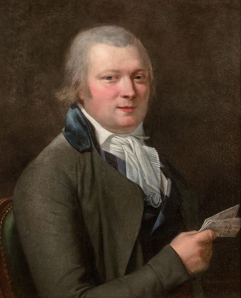 Null Jean Joseph ANSIAUX
(Liège 1764 – Paris 1840)
Portrait d’homme tenant une l&hellip;
