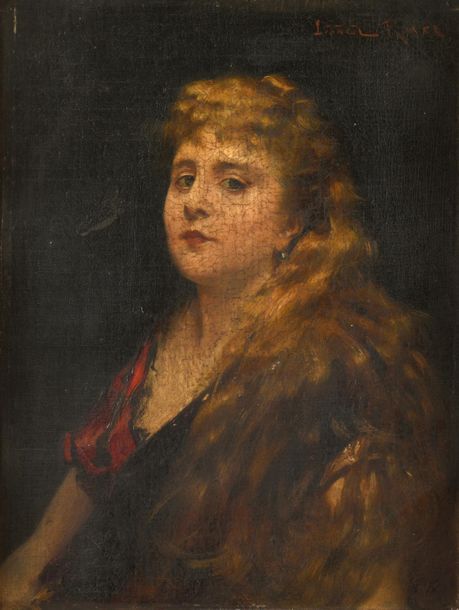 Null Lionel ROYER 
(Château du Loir 1852 - Neuilly 1926)
Portrait de jeune femme&hellip;