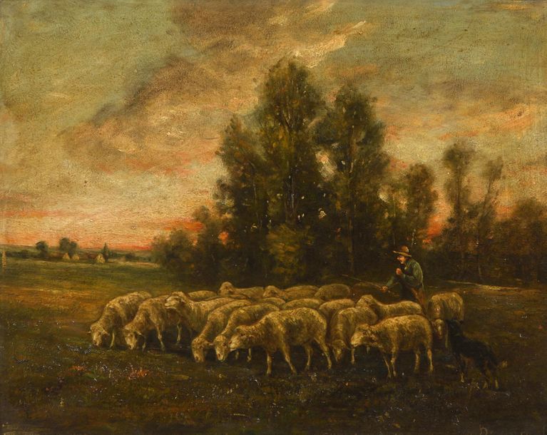 Null Ecole FRANCAISE de la fin du XIXème siècle
Berger et ses moutons
Panneau
32&hellip;