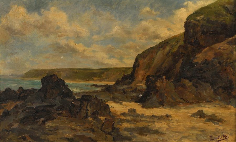 Null Emile HIS 
(Actif au XIXème siècle)
Rochers au bord de la mer
Sur sa toile &hellip;