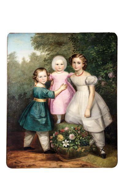 Null Ecole ITALIENNE vers 1830
Portrait de trois frères et sœurs
Sur sa toile d’&hellip;