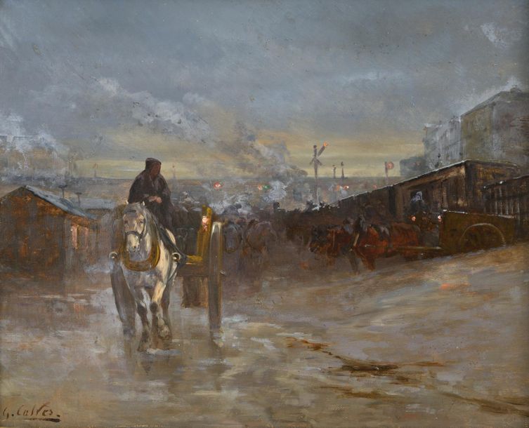Null Georges CALVES (Paris 1848 – 1924)
Scène de rue
Panneau
37,5 x 46 cm
Signé &hellip;