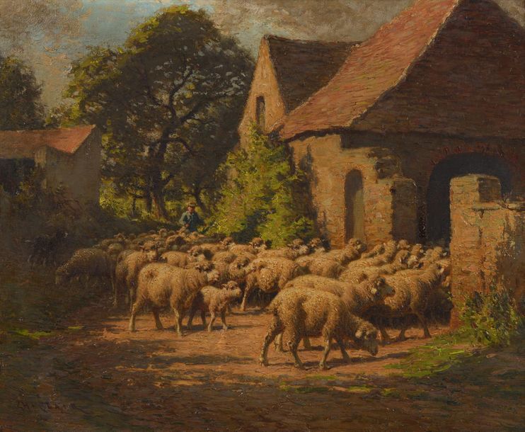 Null Charles CLAIR 
(Mars sur Allier 1860 - 1930)
Le retour des moutons à la ber&hellip;