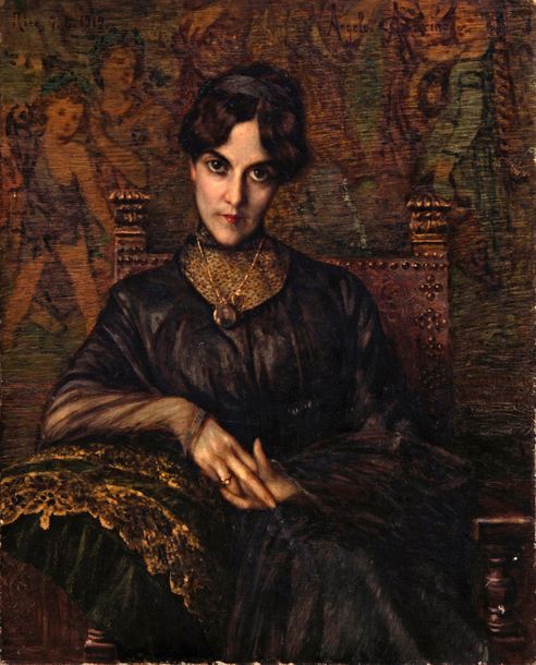 Null *Angelo GARINO 
(Turin1860 - Nice 1945)
Portrait de dame 
Toile 
61 x 50 cm&hellip;