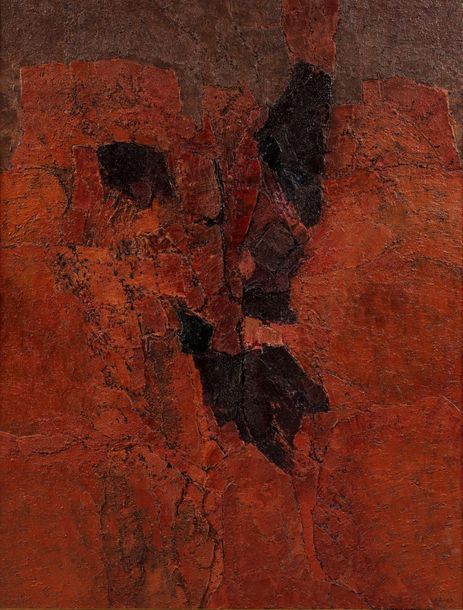 Null Pierre César LAGAGE (1911-1977) 
Composition, 1962 
Huile sur toile signée &hellip;