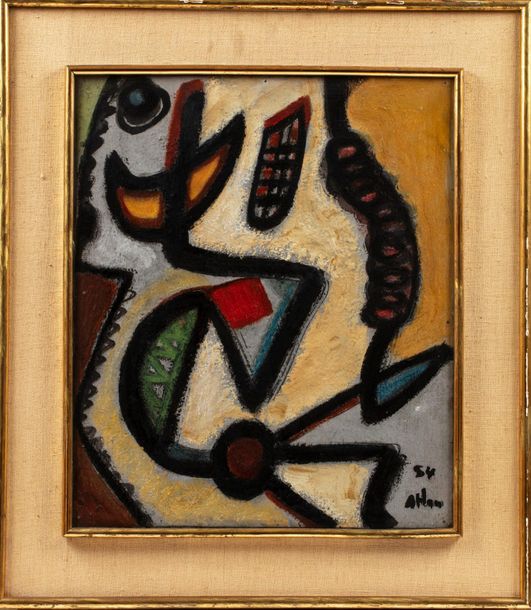 Null Jean-Michel ATLAN (1913-1960) 
Composition, 1954 
Huile sur panneau signé e&hellip;