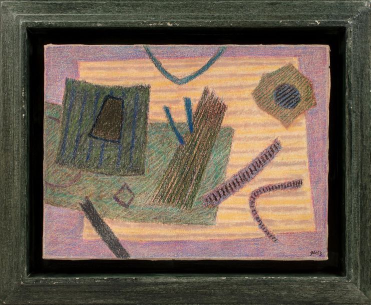 Null Henri GOETZ (1909-1989) 
Composition, circa 1980 
Pastel sec sur toile sign&hellip;