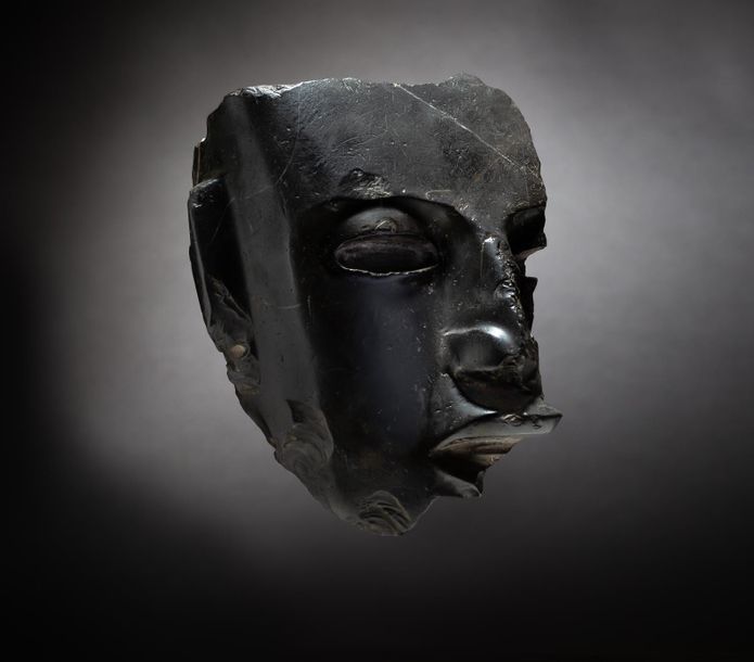 Null Exceptionnel fragment de masque cultuel présentant le visage d'un grand sei&hellip;