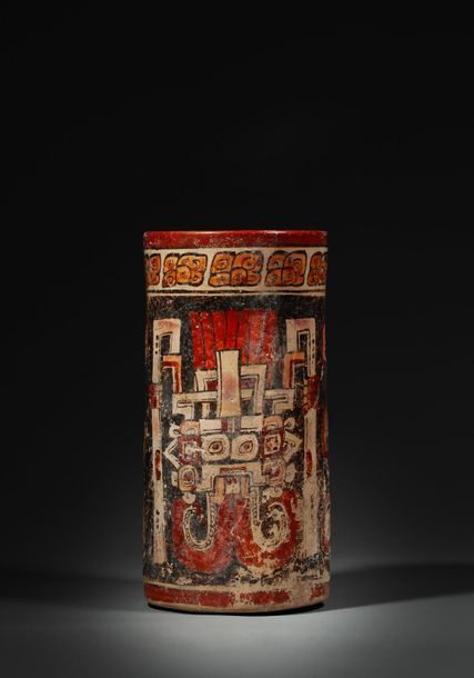 Null Important vase cylindre peint sur les parois externes de deux cartouches pe&hellip;