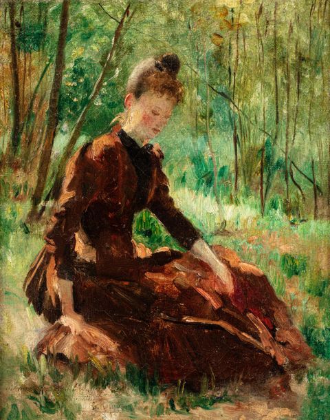 Null Cristobal ROJAS (Cua 1858 - Caracas 1890) 
Jeune fille sur l'herbe 
Huile s&hellip;