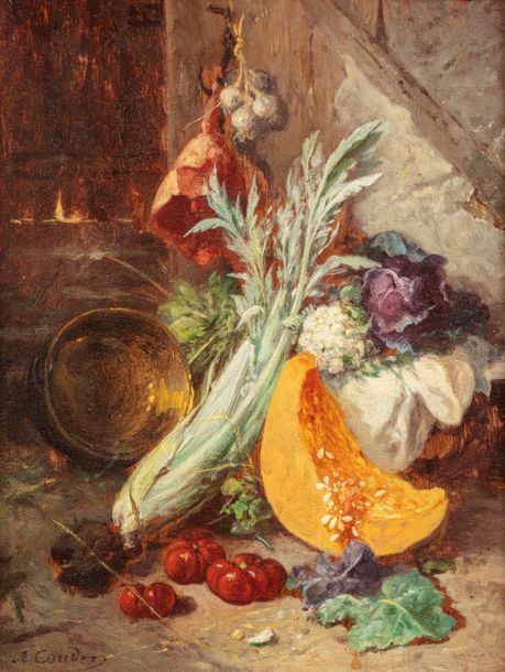 Null Alexandre COUDER (1808 - 1879) 
Composition au potiron et au cardon 
Huile &hellip;