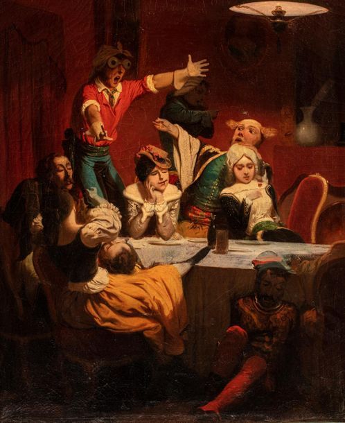 Null Paul GAVARNI (Paris 1804 - 1866) 
Après la fête 
Huile sur toile d'origine &hellip;