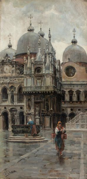 Null Ulpiano CHECA y SANZ (1860 - 1916) 
Venise 
Huile sur toile d'origine
60 x &hellip;