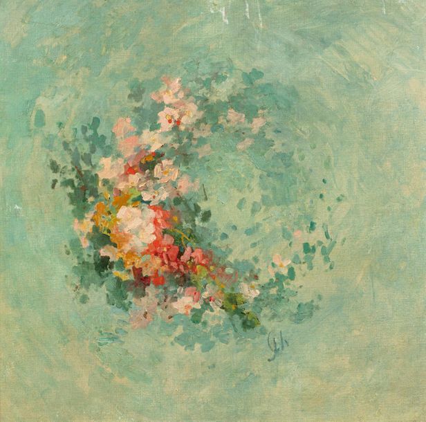 Null Jules CHERET (Paris 1836 - Nice 1932) 
Etude de guirlande de fleurs pour un&hellip;