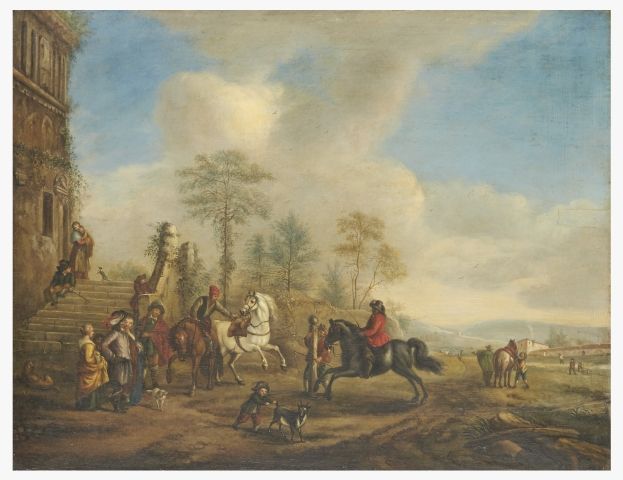 Null Carel van FALENS
(Anvers 1683 – Paris 1733)
Le manège de chevaux
Panneau de&hellip;
