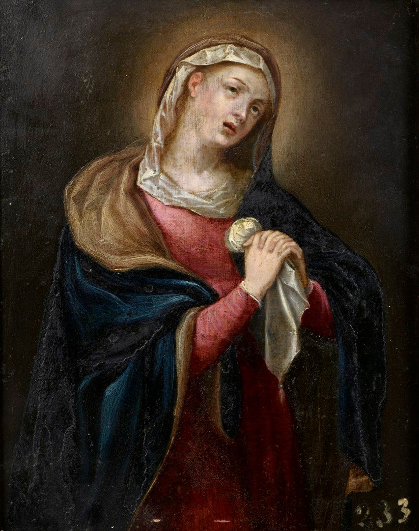 Null ECOLE FLAMANDE du XVIIe siècle 

La Vierge de douleur.

Huile sur cuivre. A&hellip;