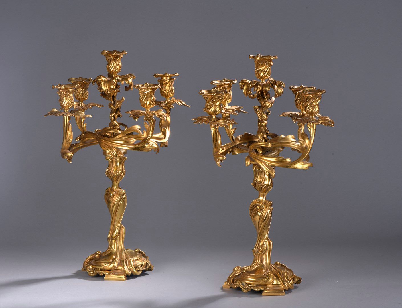 Null House of MILLET 

Pair of ormolu candelabras, with five removable arms of l&hellip;