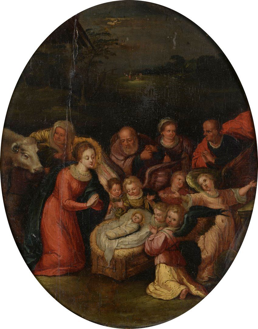 Null 弗朗肯-弗朗茨二世被称为 "青年"（工作坊）。

安特卫普1581年-同上；1642年

耶稣诞生

椭圆形面板上的油画（垂直裂缝的痕迹，或左边的交界&hellip;