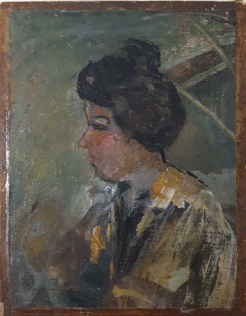 Null 现代学校

一个女人的简介

布面油画，装在面板上，无签名

19 x 14 cm