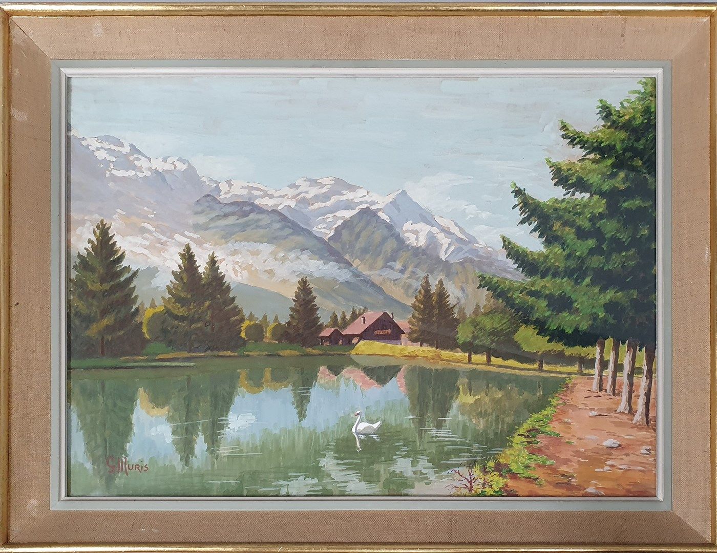 Null 穆里斯-乔治 (c.1914-1988)

湖边的瑞士木屋

纸上水粉画，左下方签名

38 x 53 厘米