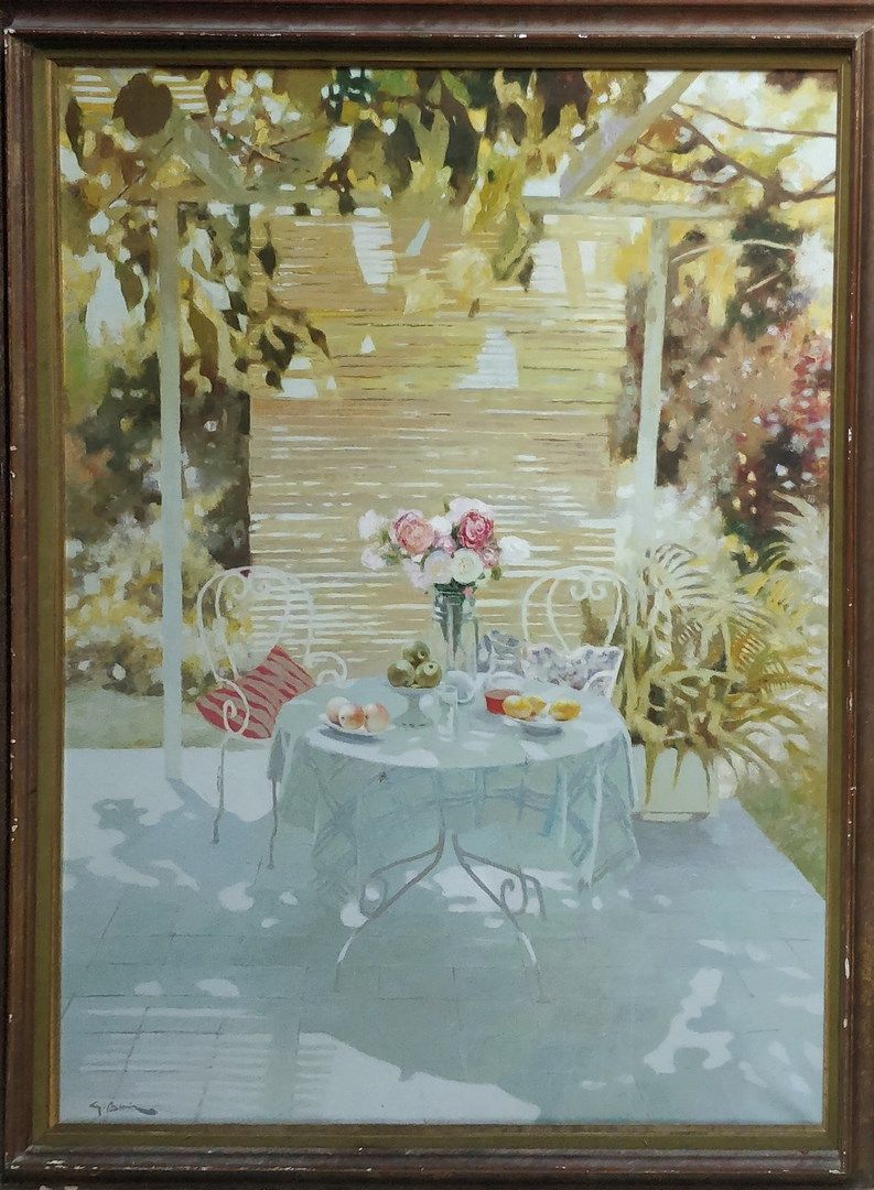 Null BOUIN Georges (20th)

Table under the pergola 

Oil on canvas 

Signed lowe&hellip;