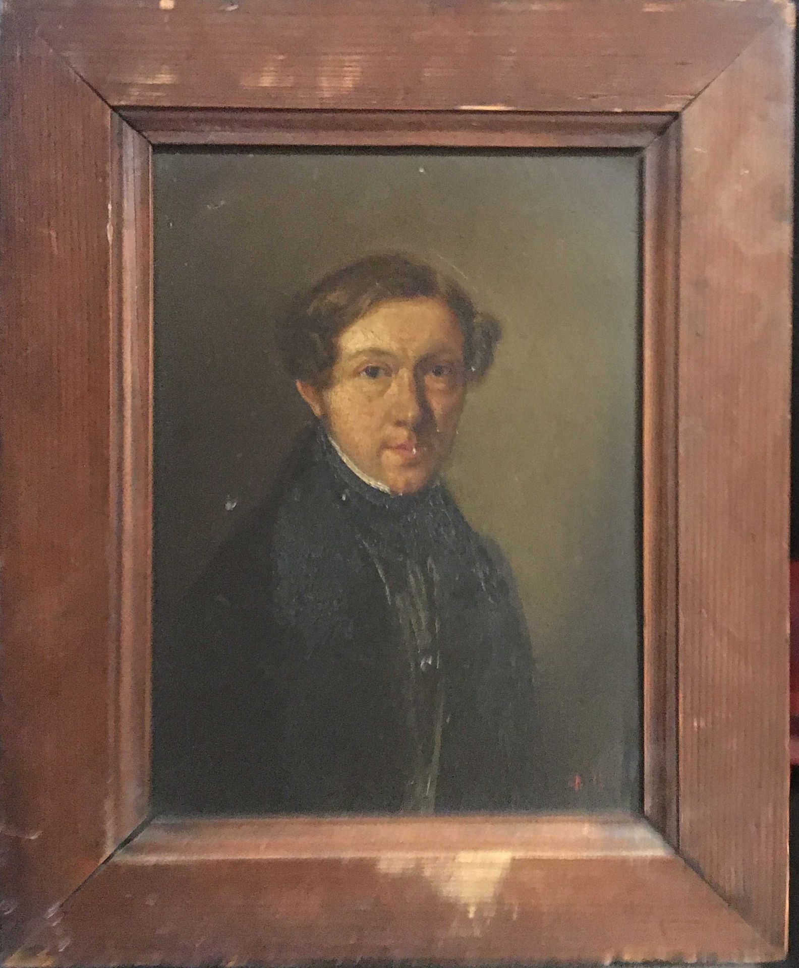 Null FRANZÖSISCHE ECOLE 19,

Porträt eines Mannes, 1838, Öl auf Platte (Risse un&hellip;