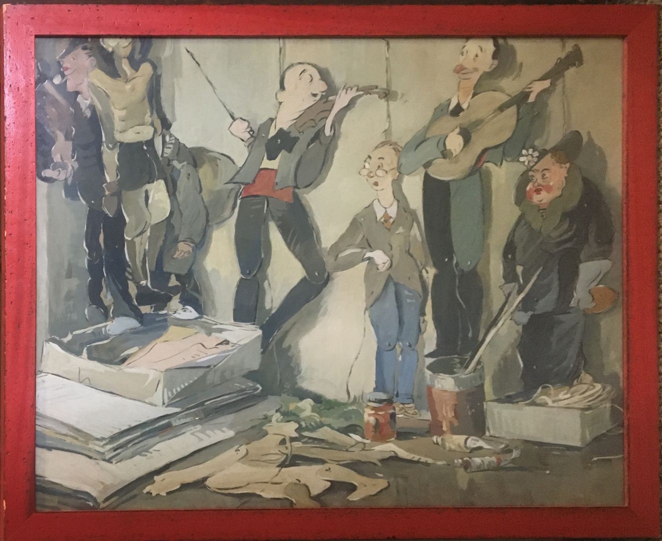 Null FRENCH SCHOOL (20th century)

Street musicians,

Gouache on paper,

58 x 73&hellip;