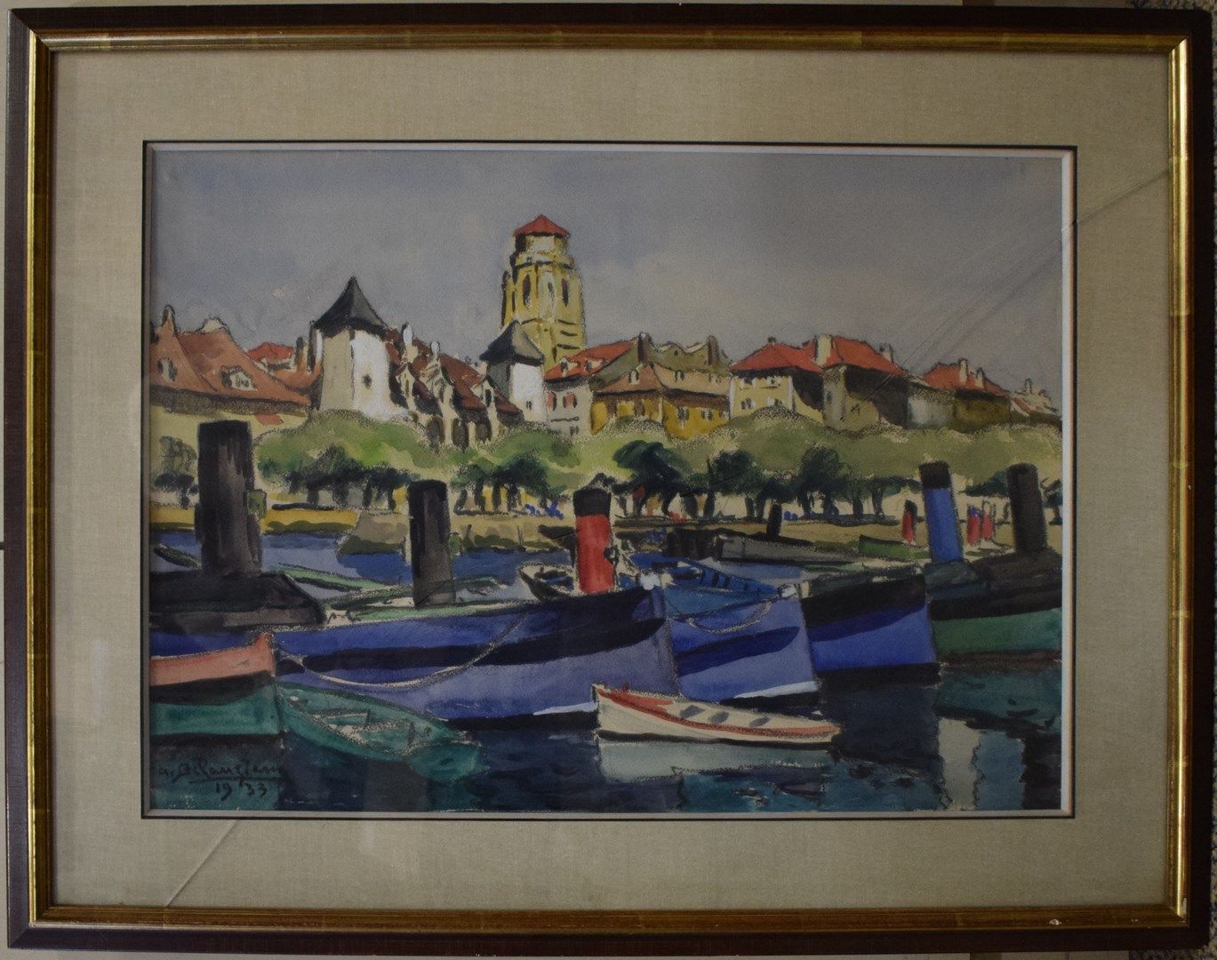 Null A.Belanziarni (?)

港口，1933年。

水彩画和水粉画，左下角有签名和日期。

高：138厘米 - 宽：53厘米