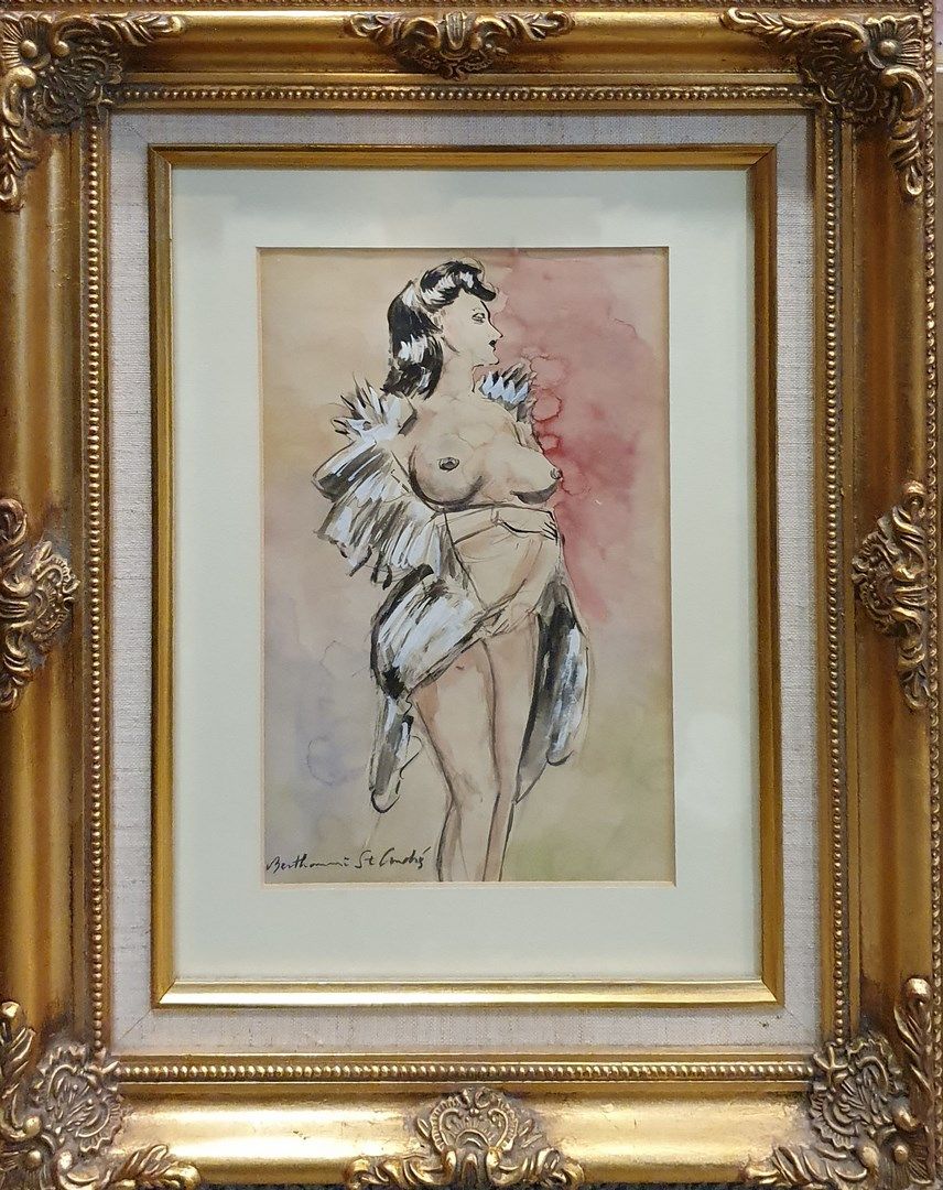 Null 圣安德烈-贝尔托梅(1905-1977)

女人掀起她的裙子

铅笔、水彩和水粉高光，右下方有签名

略微褪色

30.5 x 24 cm