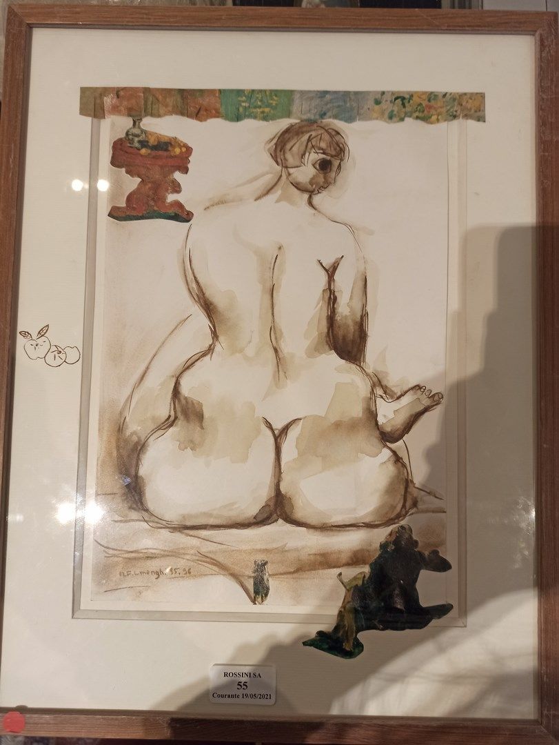 Null MENGHI MFL, 20th century,

Nude from behind, 1995-1996,

watercolour and co&hellip;