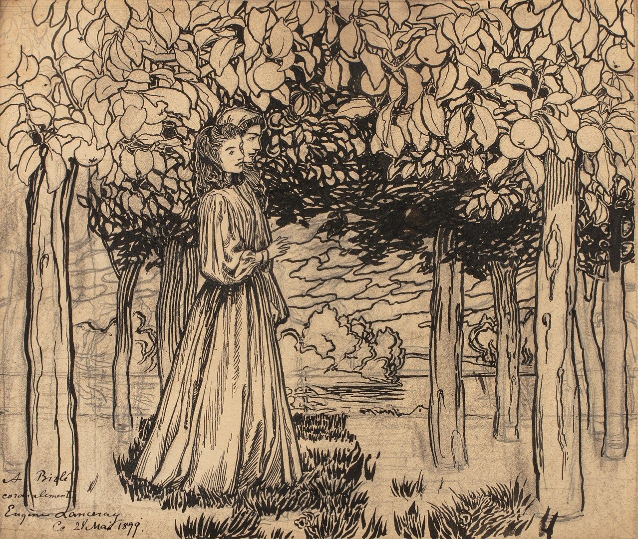 LANCERAY Evgueni Eugenievitch, 1875-1946 
Couple en forêt, le Bois d’Amour 
plum&hellip;