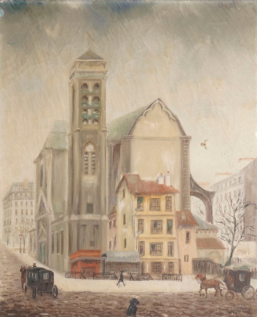 Null LASCAUX Élie, 1888-1969

圣尼古拉-杜-沙尔东内，巴黎

布面油画（有裂纹的痕迹，意外），右下角有签名，在西蒙-阿斯托尔画廊的&hellip;