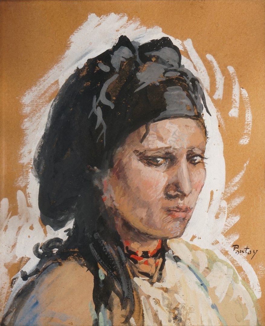 Null 庞托伊-亨利-让，1888-1968年

年轻的柏柏尔人

米色纸上的水粉画，右下方有签名

25,5x21 cm at sight