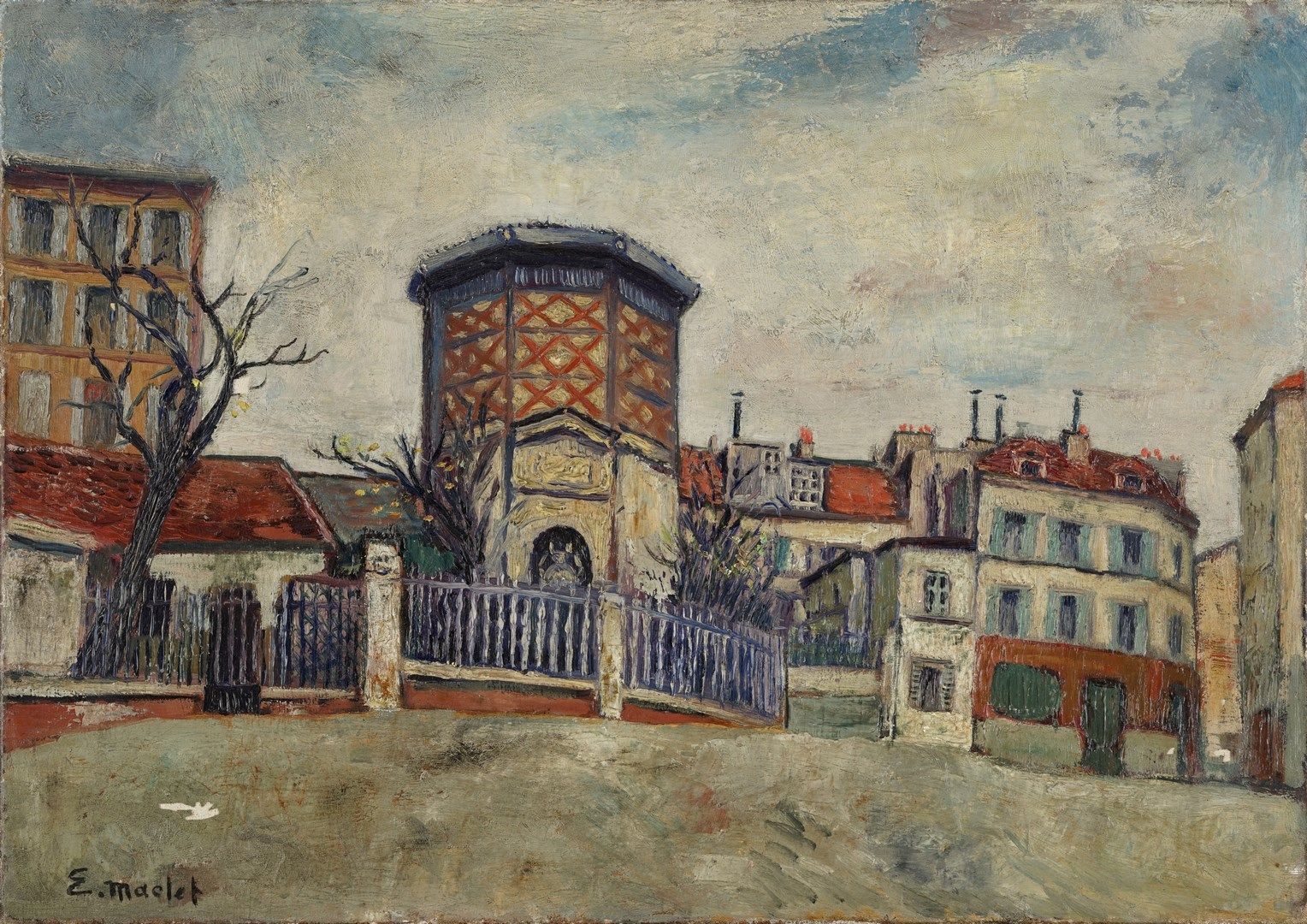 Null MACLET Élisée, 1881-1962年

广场和塔楼

布面油画（部分缺失）。

左下角有签名

46x65厘米



出处：尤金妮和弗朗&hellip;