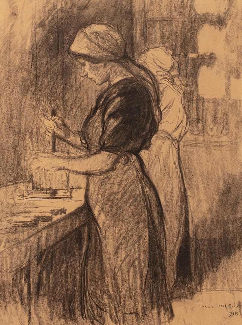 Null 阿德勒-儒勒，1865-1952年

女工，1918年

纸上木炭和酯类（绝缘），右下方有签名和日期

46x35 cm at sight
