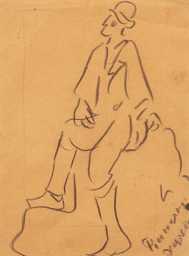 HALEPAS Yannoulis, 1851-1938 
Étude d'homme assis 
fusain sur papier beige (trac&hellip;