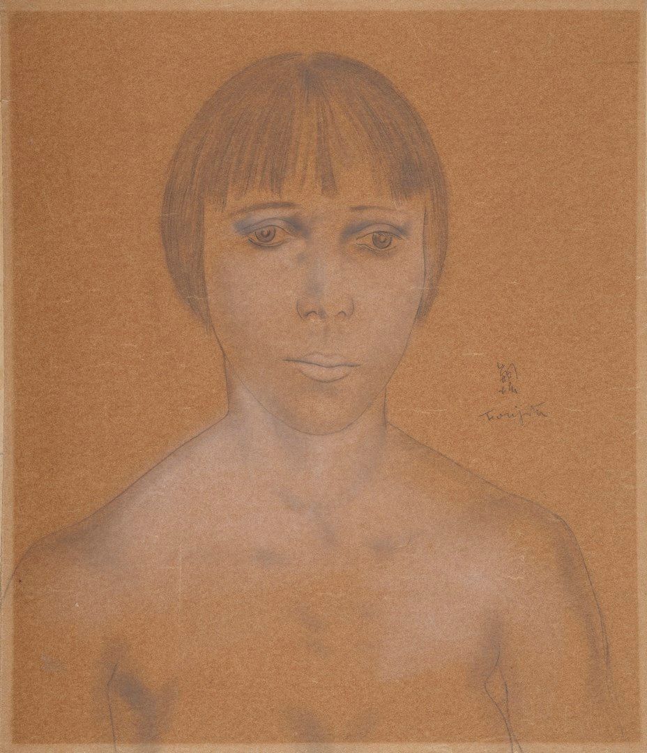 Null FOUJITA Léonard Tsuguharu, 1886-1968

模型研究，年轻女孩，正面，约1928年

石墨、木炭和白粉笔，衬以薄纸板的&hellip;