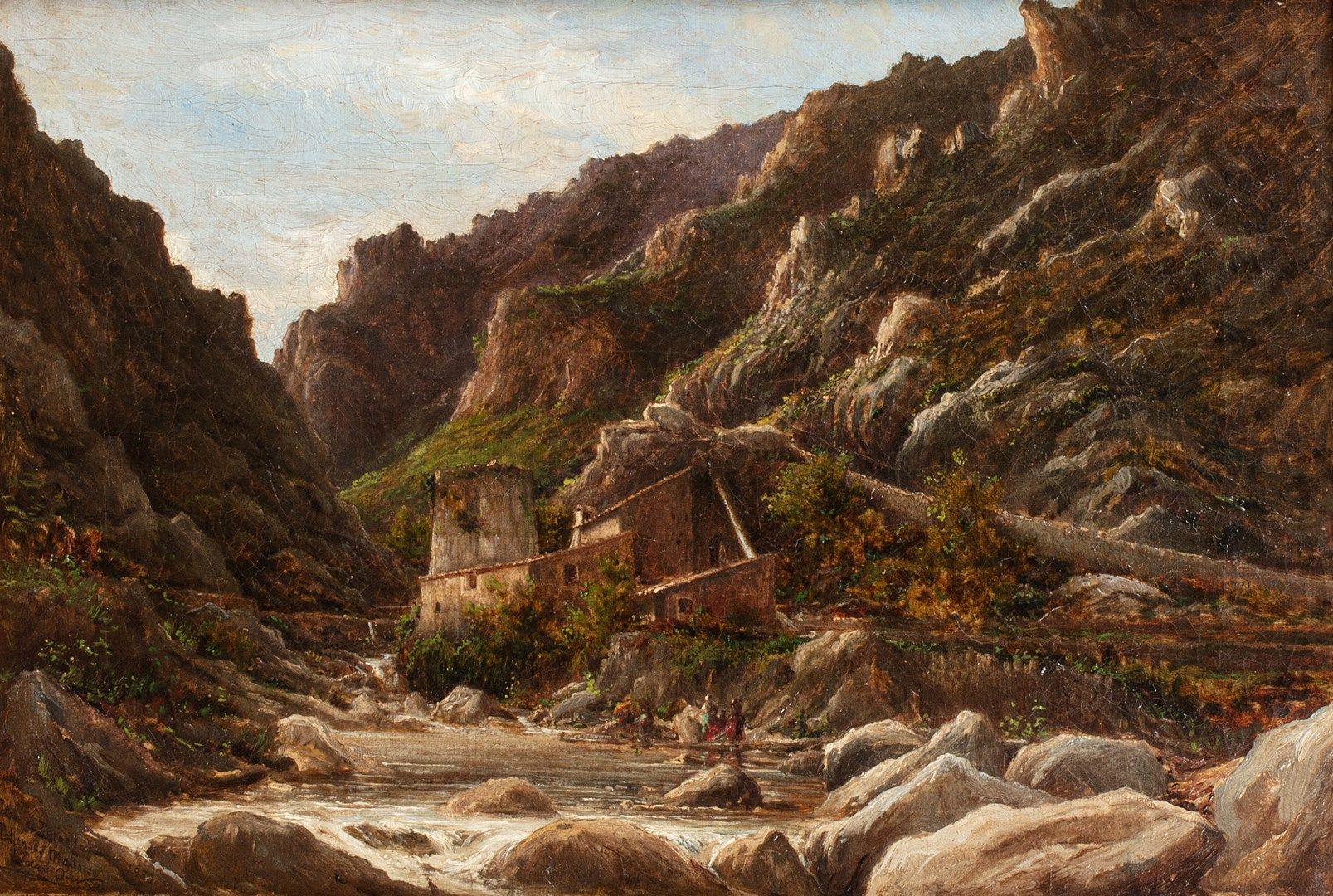 Null O'NEILLE Y ROSINOL Joan, 1828-1907

埃斯蒂尔-德-费尔内拉斯，波伦萨，马略卡岛，1889年

布面油画（裂缝和修复&hellip;