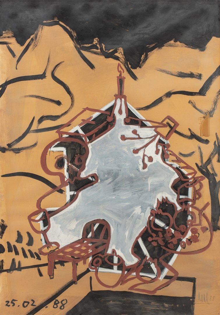 Null 坎帕诺-米格尔-安吉尔，1948-2018

灰色的死亡，25.2.88

米色纸上绘画，右下方有签名和日期，左下方有日期

105x74 cm at&hellip;