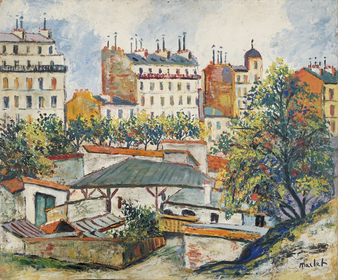 Null MACLET Élisée, 1881-1962年

马奎斯，1923年

木板油画（底部扭曲，背面有潮湿的痕迹），右下角有签名，背面有1983年在日&hellip;